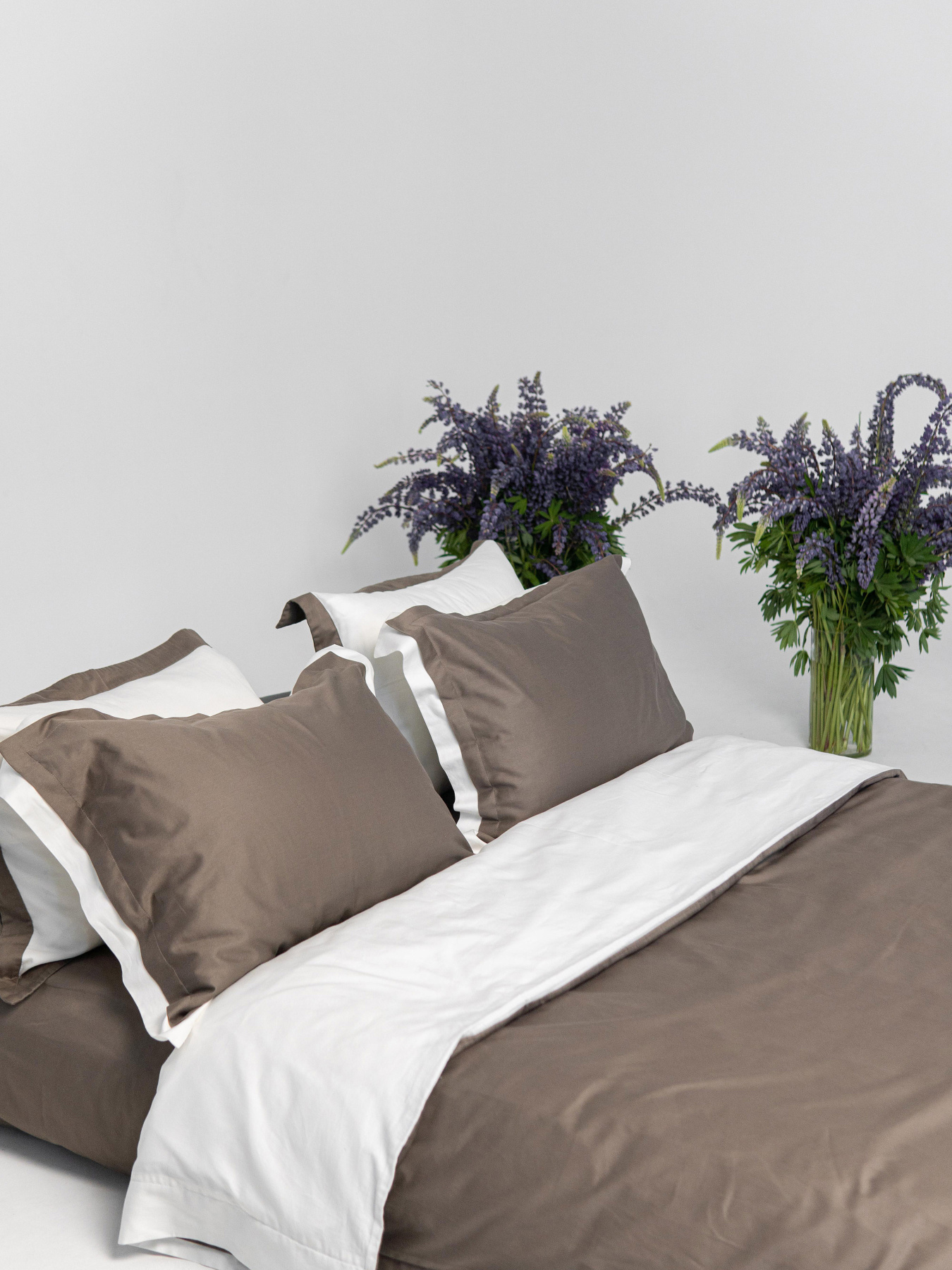 Комплект постельного белья с премиум сатина с ушками INDIM модель CoffeeMilk345 Фото