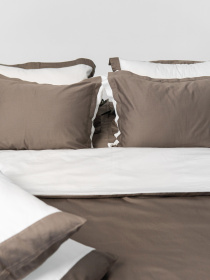 Комплект постельного белья с премиум сатина с ушками INDIM модель CoffeeMilk345 Фото