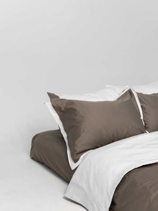 Комплект постільної білизни з преміум сатину з вушками INDIM модель CoffeeMilk345 Фото