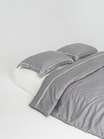 Комплект постельного белья с премиум сатина с кантом INDIM модель Grey123 Фото