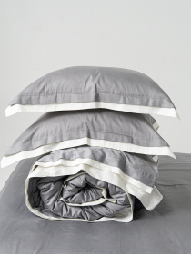 Комплект постельного белья с премиум сатина с ушками INDIM модель Grey456 Фото