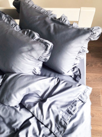 Підковдра з рюшами сіро-блакитна Cozy модель 8009159 Фото