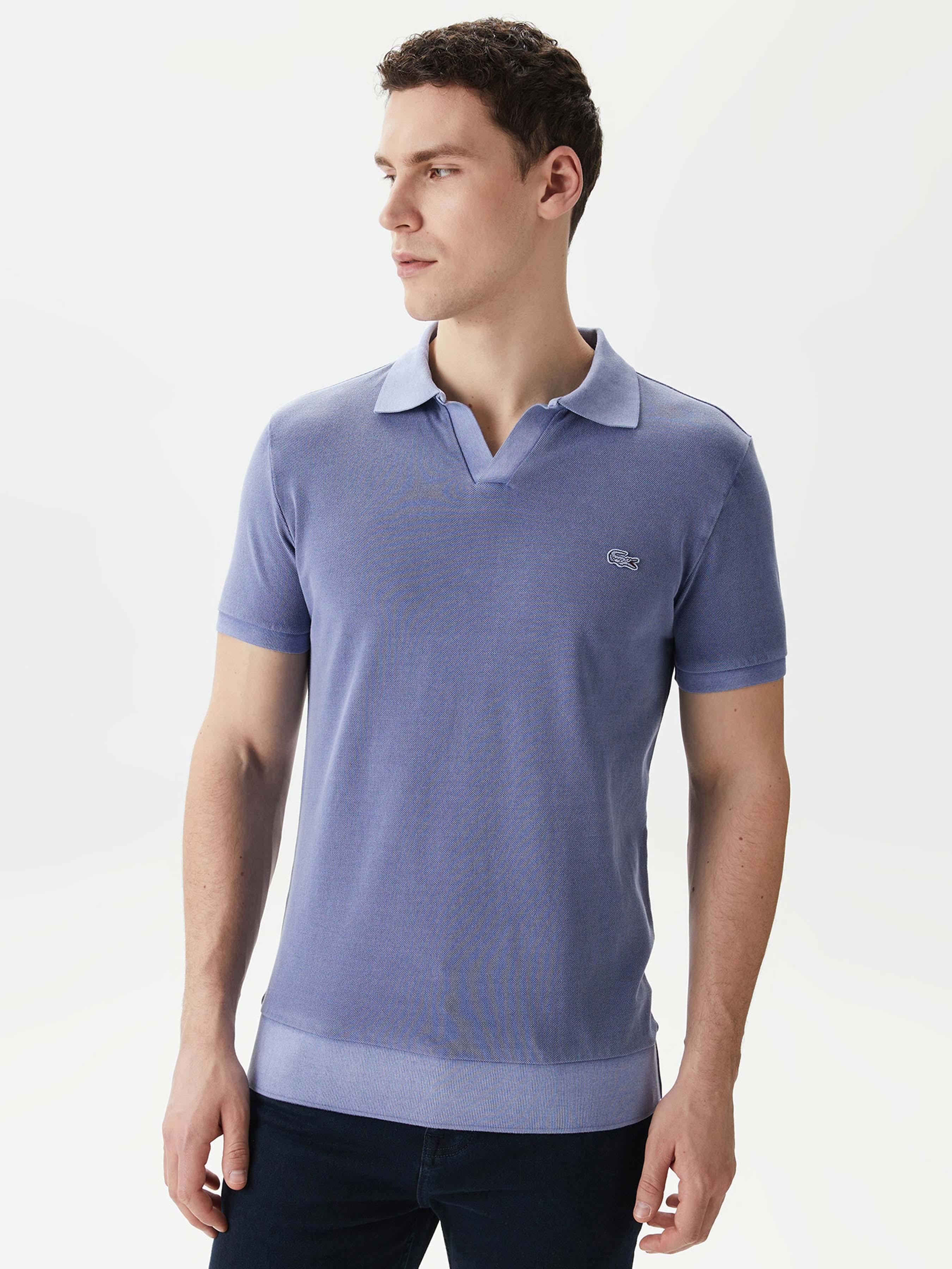 Бавовняне Чоловіче Поло Lacoste  (PH0417.IVW) колір блакитний