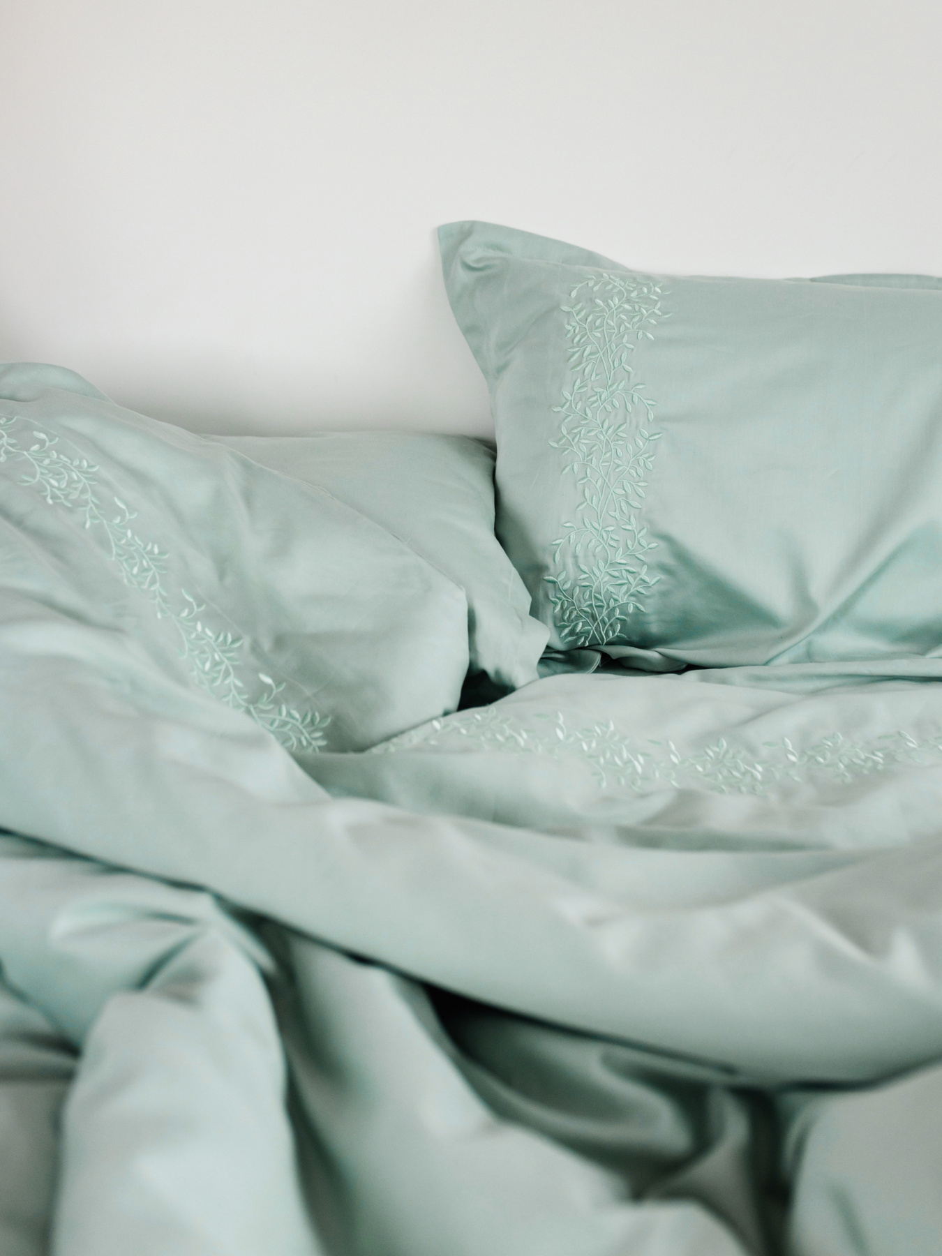 Підковдра м'ятна з вишитими гілками Cozy модель 8009293 Підковдра м'ятна з вишитими гілками Cozy модель 8009293 Фото