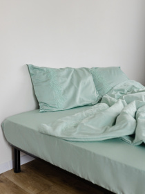 Підковдра м'ятна з вишитими гілками Cozy модель 8009293 Підковдра м'ятна з вишитими гілками Cozy модель 8009293 Фото