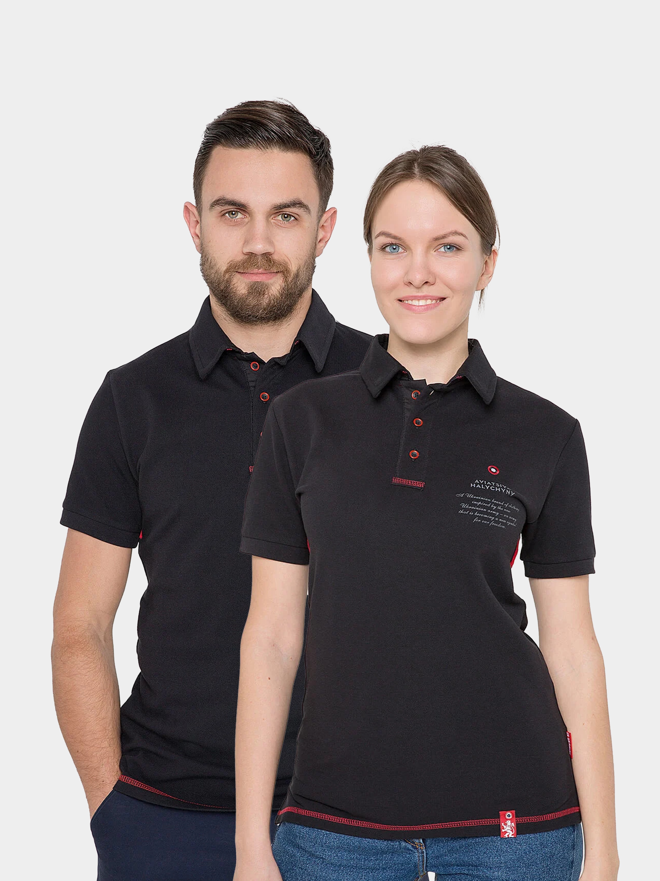 Бавовняне Жіноче Поло Авіація Галичини  (000001285) колір чорний