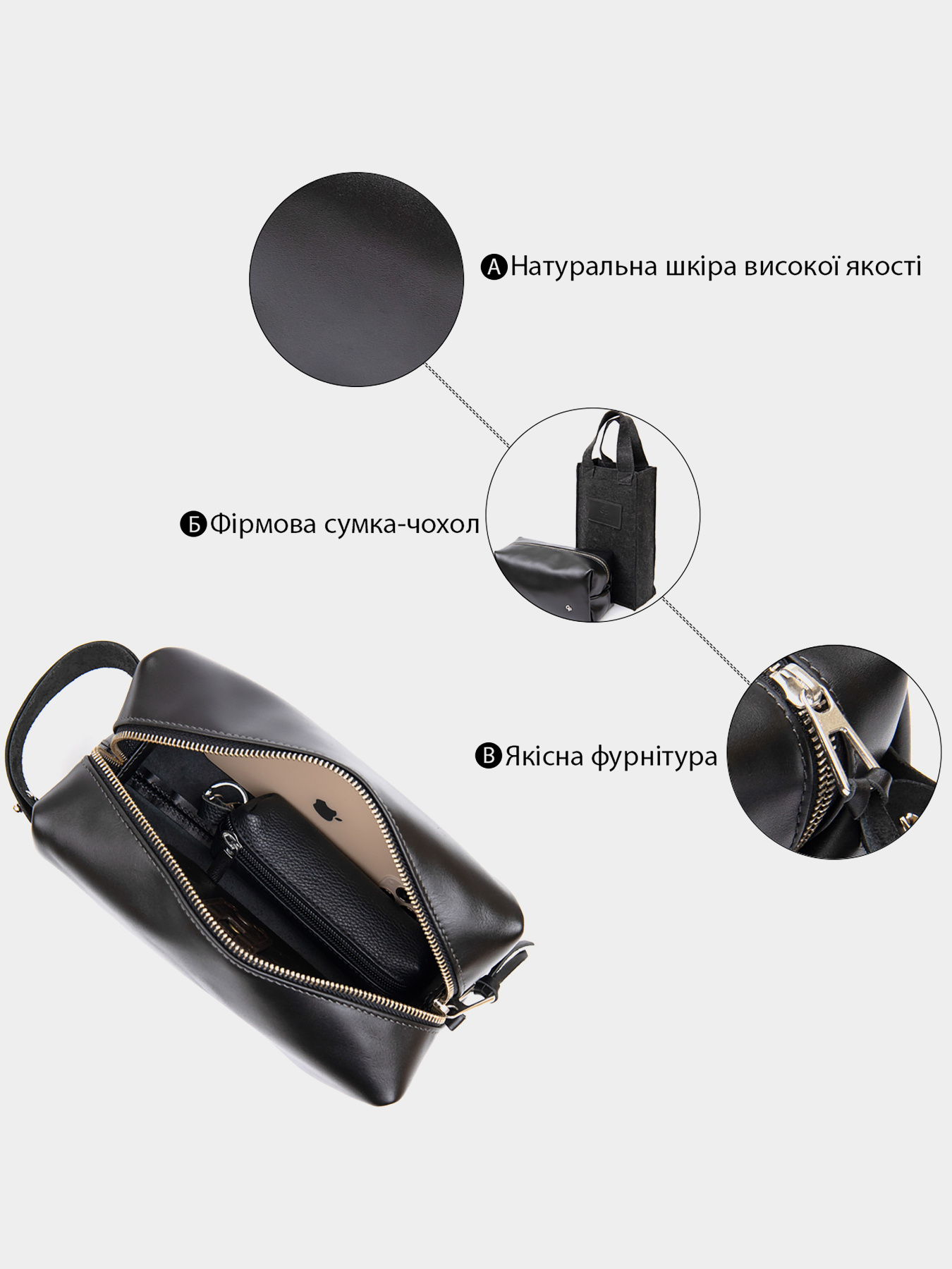 Мужской кожаный несессер GRANDE PELLE  Черный Grande Pelle модель bag24_11417 Фото