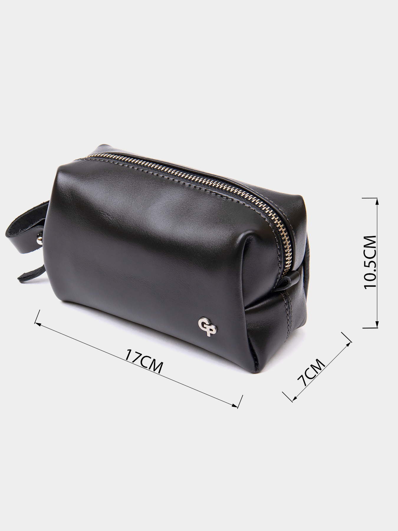 Шкіряна глянцева чоловіча Органайзер-косметичкаGRANDE PELLE  Чорний Grande Pelle модель bag24_11413 Фото