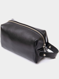 Шкіряна глянцева чоловіча Органайзер-косметичкаGRANDE PELLE  Чорний Grande Pelle модель bag24_11413 Фото