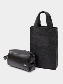 Шкіряна глянцева чоловіча Органайзер-косметичкаGRANDE PELLE  Чорний Grande Pelle модель bag24_11413 Фото