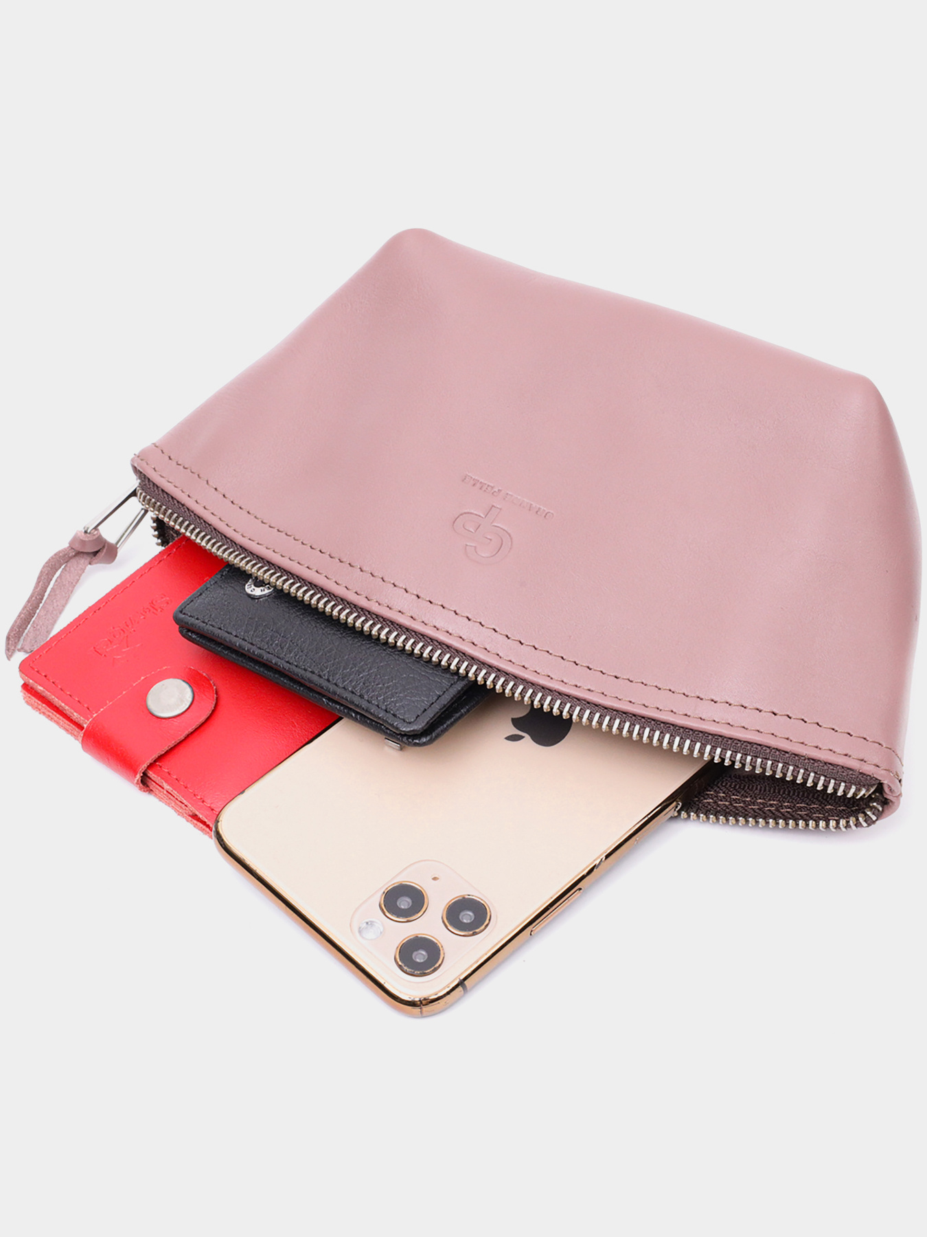 Очаровательная женская кожаная Органайзер-косметичка GRANDE PELLE  Пудровый Grande Pelle модель bag24_16793 Фото