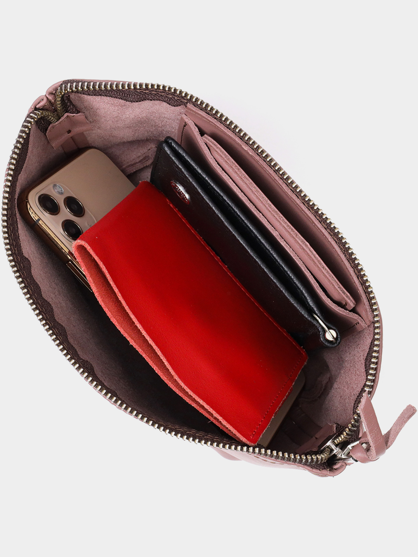 Очаровательная женская кожаная Органайзер-косметичка GRANDE PELLE  Пудровый Grande Pelle модель bag24_16793 Фото