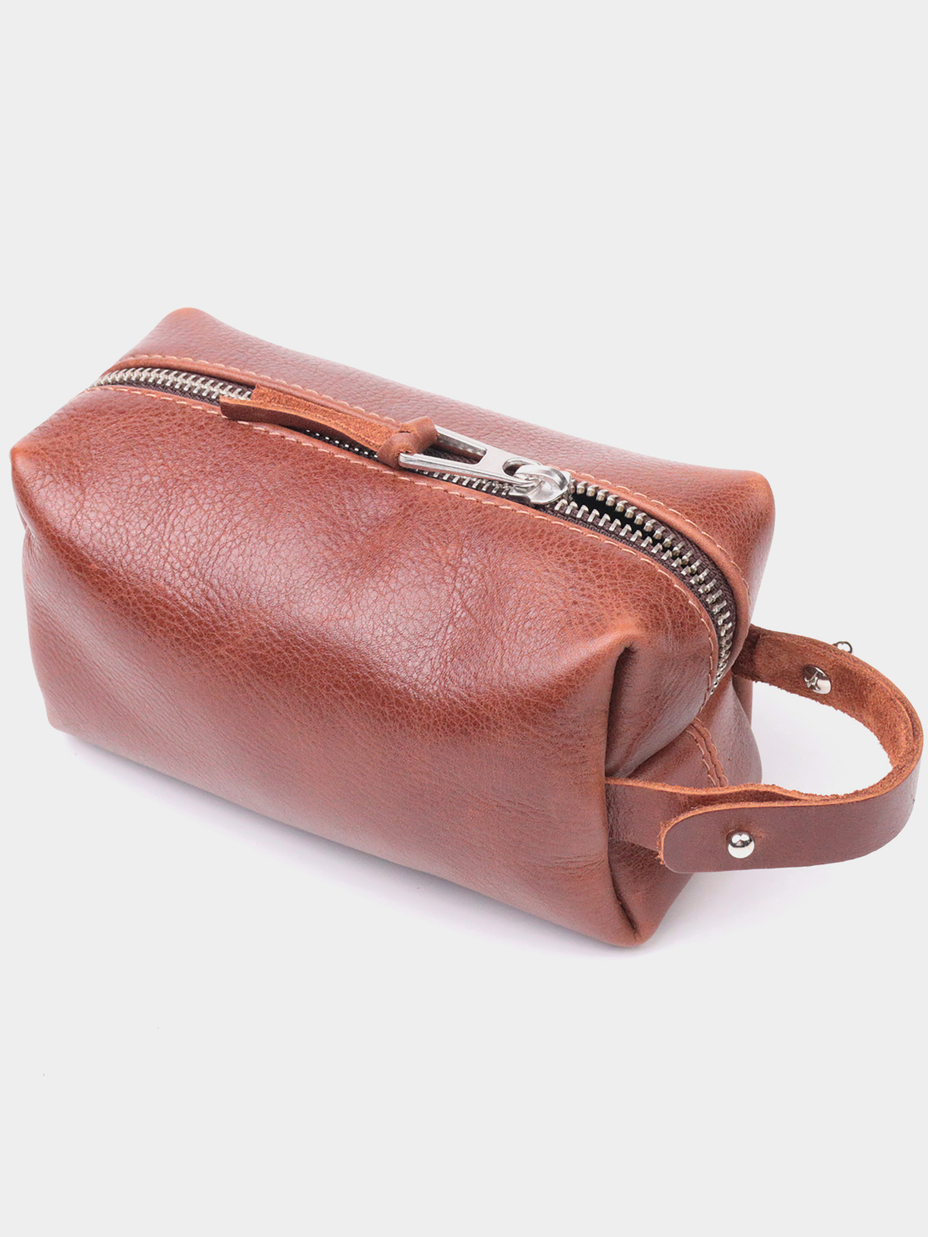 Компактна Органайзер-косметичка з гладкої шкіри на блискавці Україна GRANDE PELLE  Світло-коричнева Grande Pelle модель bag24_16763 Фото