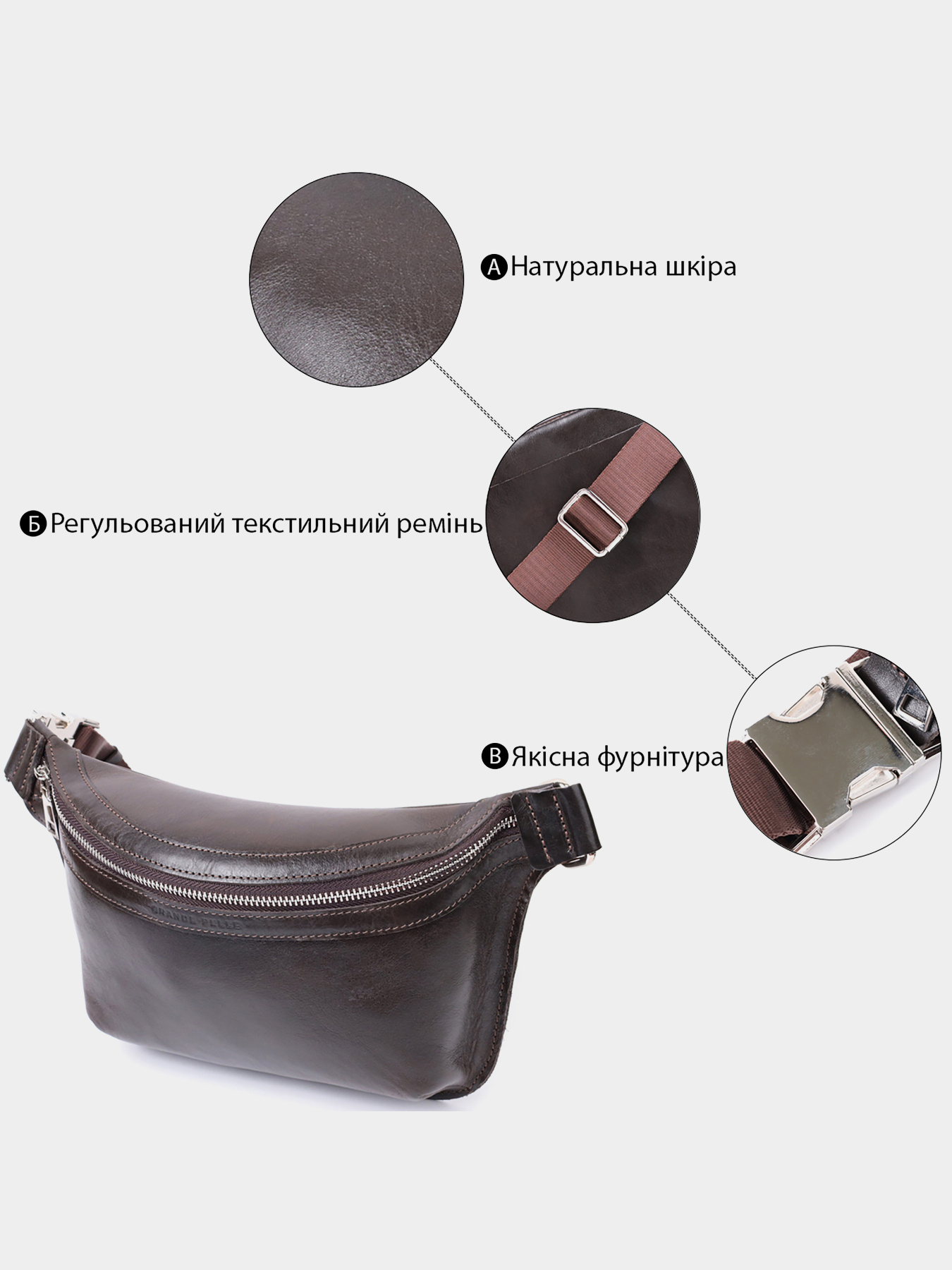 Поясная сумка Grande Pelle модель bag24_22814 Фото