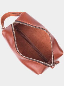 Чоловіча Органайзер-косметичка середнього розміру із гладкої шкіри на блискавці Серце GRANDE PELLE  Світло-коричнева Grande Pelle модель bag24_16765 Фото