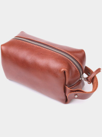 Мужской несессер среднего размера из гладкой кожи на молнии Украина GRANDE PELLE  Светло-коричневый Grande Pelle модель bag24_16766 Фото