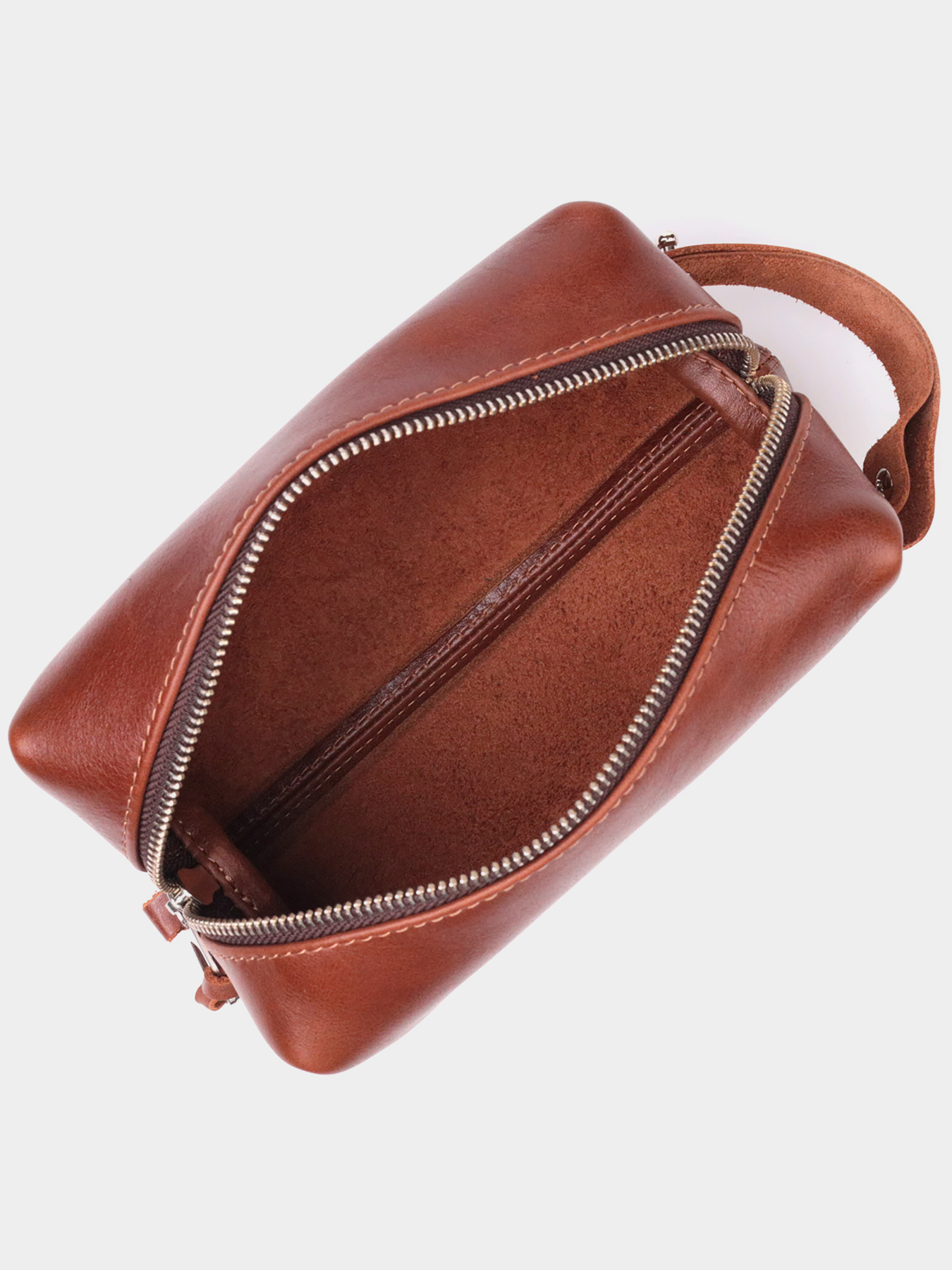 Чоловічий несесер середнього розміру з гладкої шкіри на блискавці Україна GRANDE PELLE  Світло-коричневий Grande Pelle модель bag24_16766 Фото