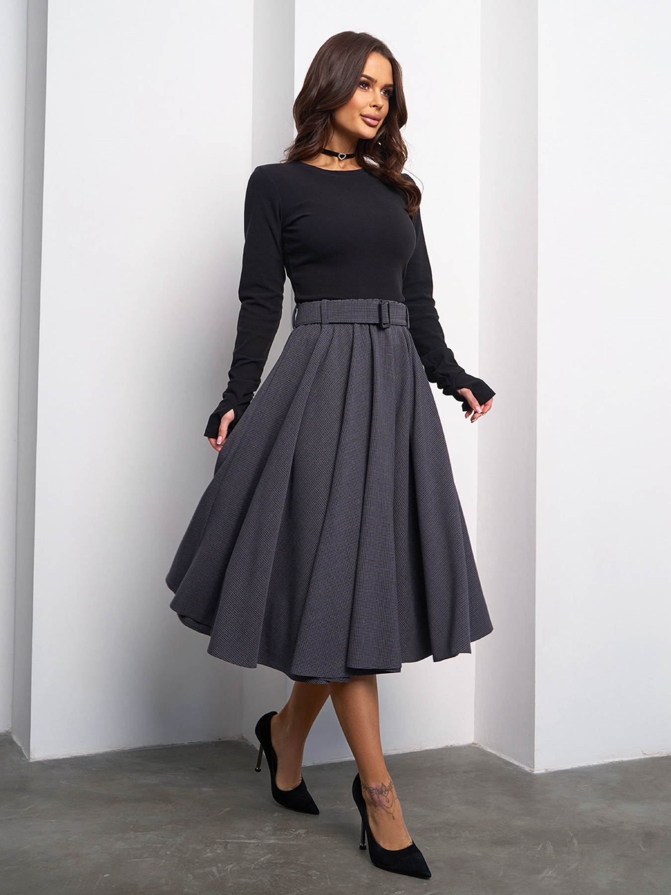 Спідниця міді ISSA Plus модель 14971A_серый Фото