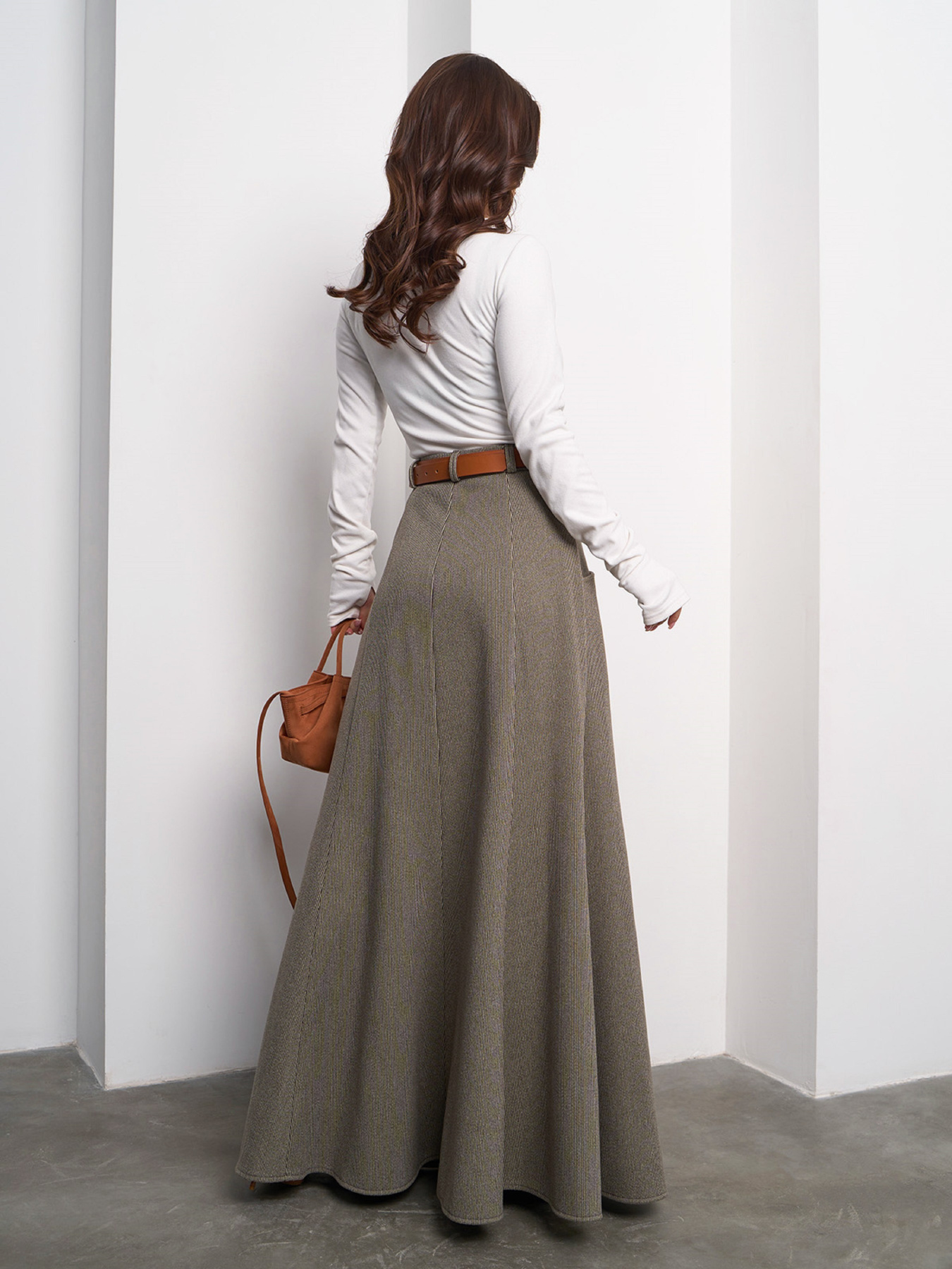 Спідниця максі ISSA Plus модель 14998_оливковый Фото