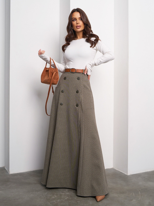 Спідниця максі ISSA Plus модель 14998_оливковый Фото