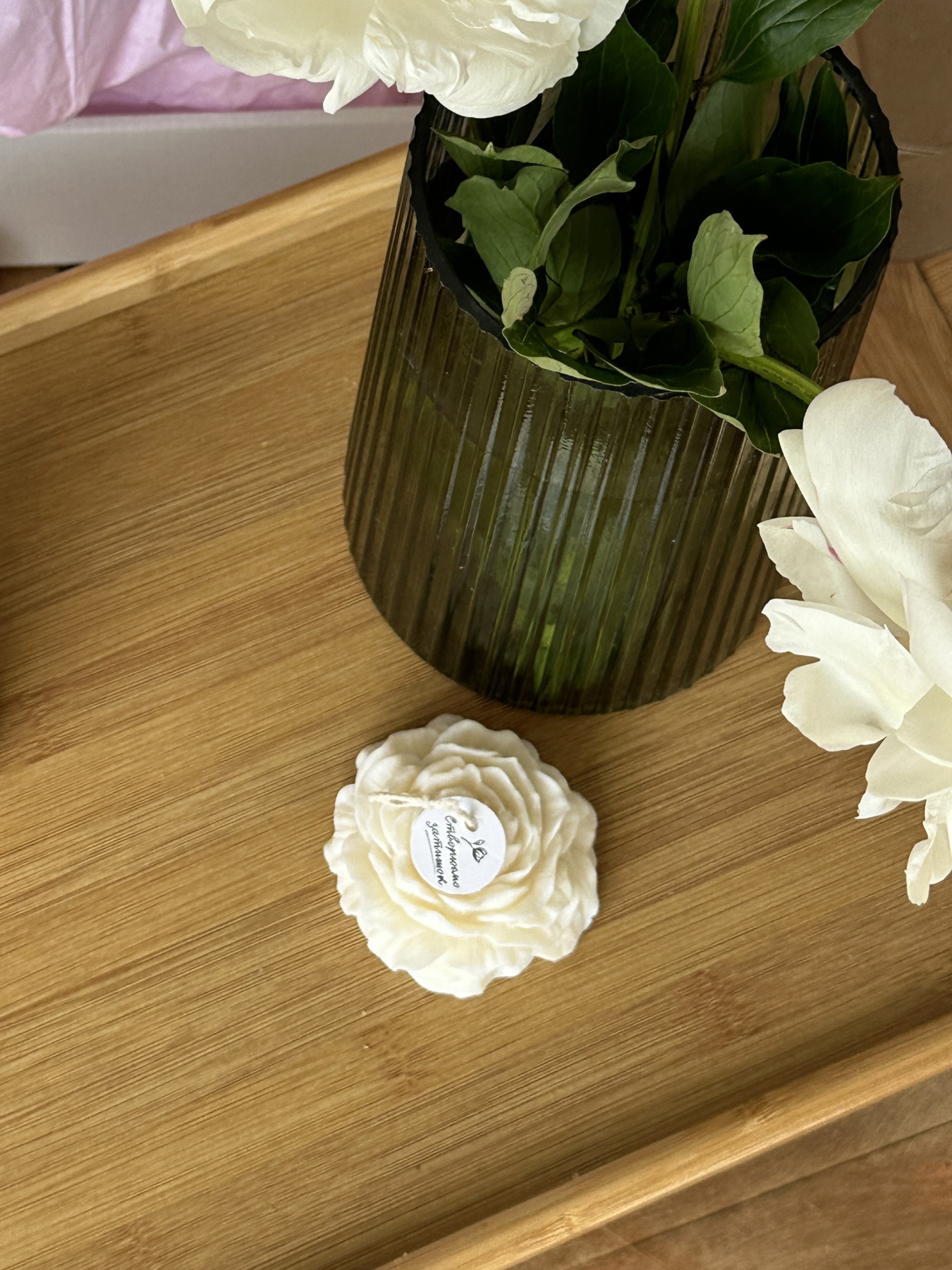 Свеча фигурная ароматическая "Пион", аромат – пион & магнолия, из натурального оливкового воска Candle Design модель 120.2007 Фото