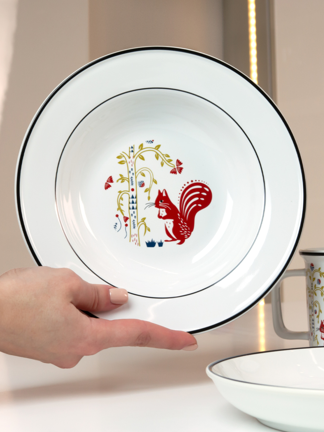 Тарелка суповая "Лесная песня" MBM MY HOME модель KP-52 WHITE Фото