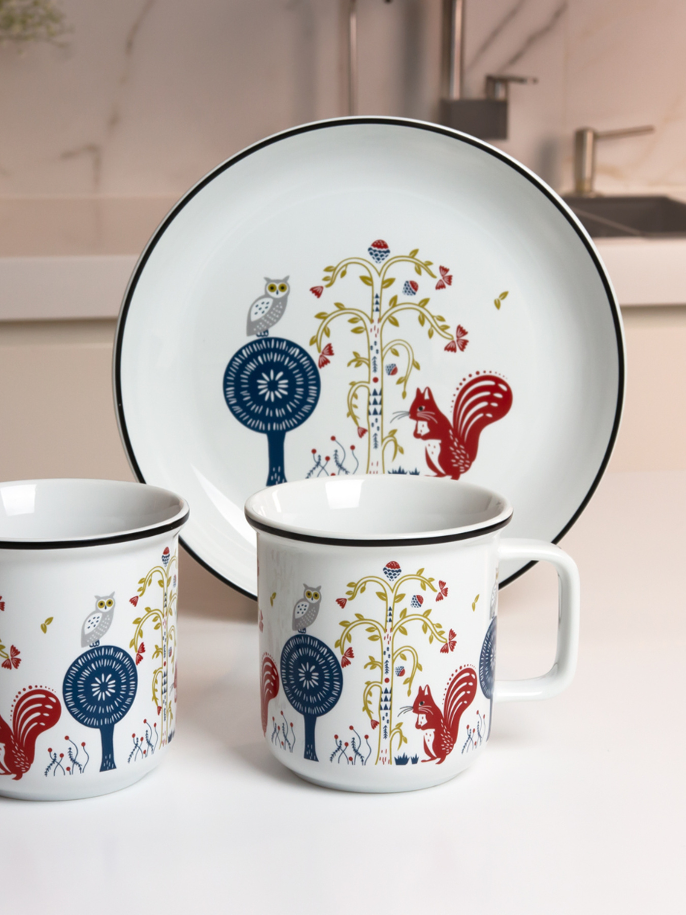 Тарелка десертная "Лесная песня" MBM HOME модель KP-54 WHITE Фото