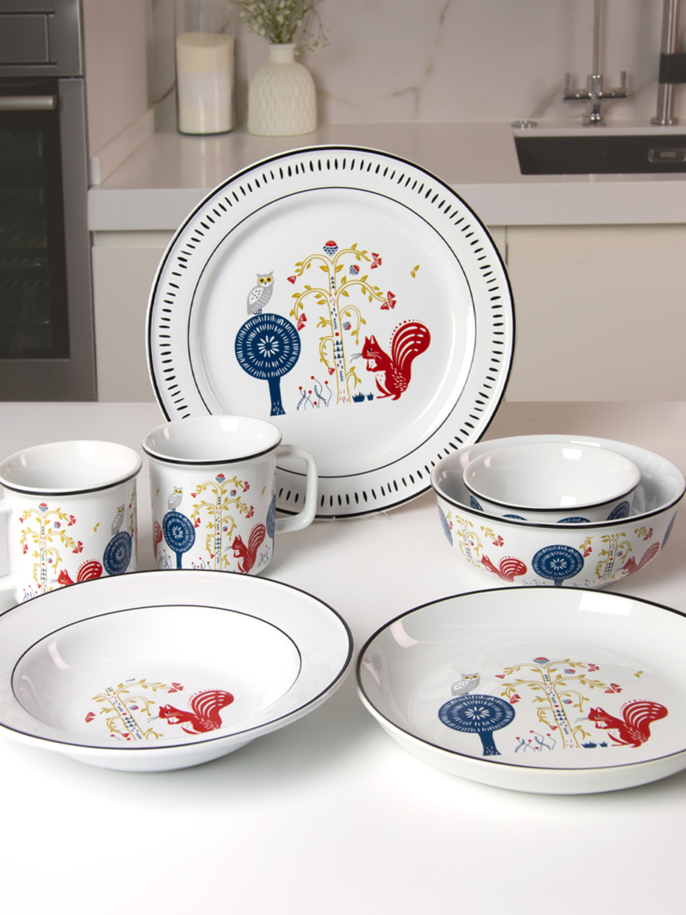 Тарелка десертная "Лесная песня" MBM HOME модель KP-54 WHITE Фото