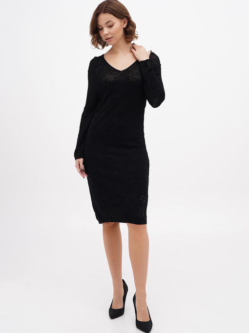 Платье миди Sassofono модель A271-SF-2546_черный Фото