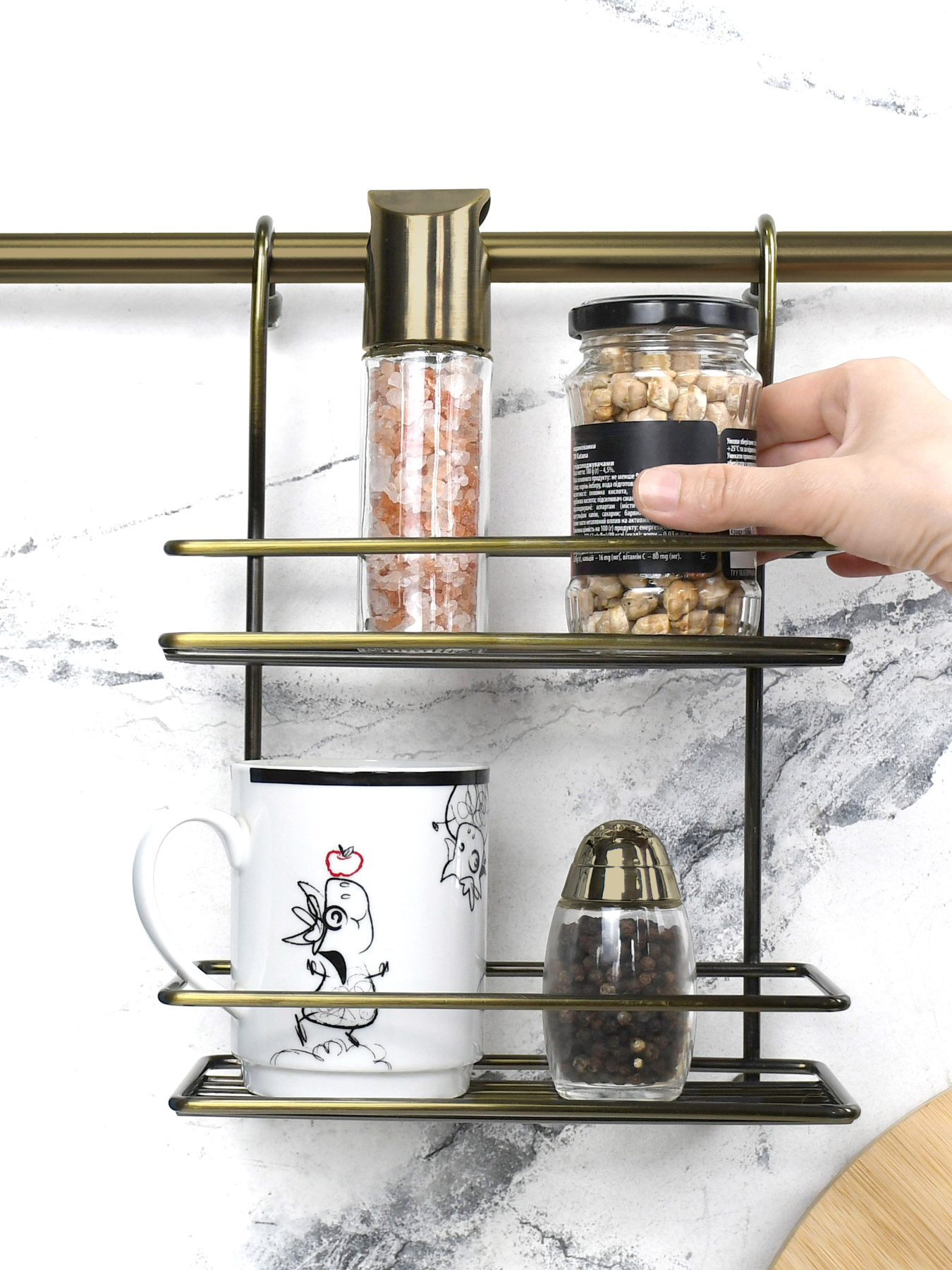 Полка двухъярусная малая на рейлинг Lemax модель MX-066 BA Фото