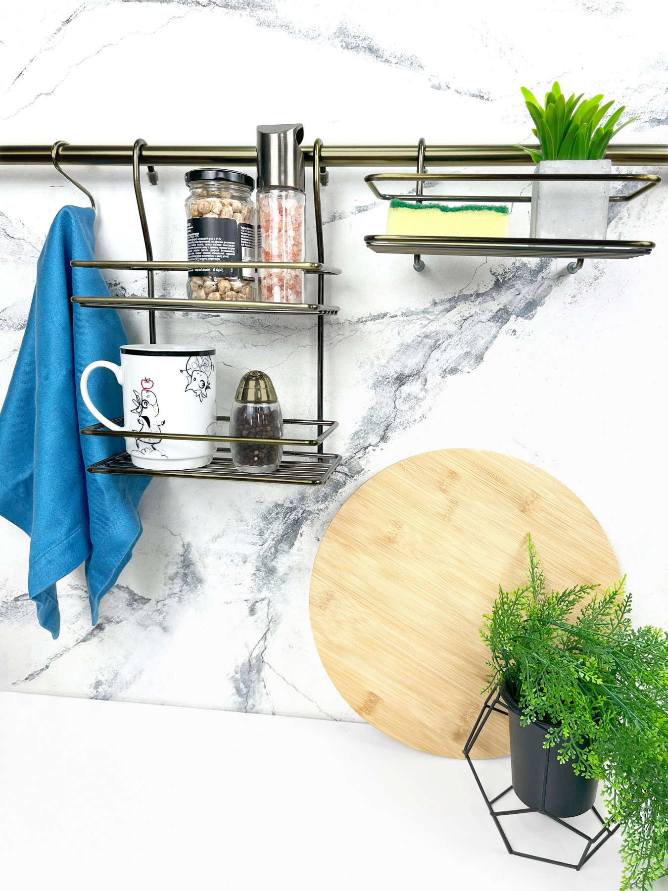 Полка двухъярусная малая на рейлинг Lemax модель MX-066 BA Фото