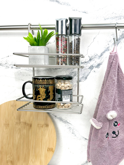 Полка двухъярусная малая на рейлинг Lemax модель MX-066 NM Фото