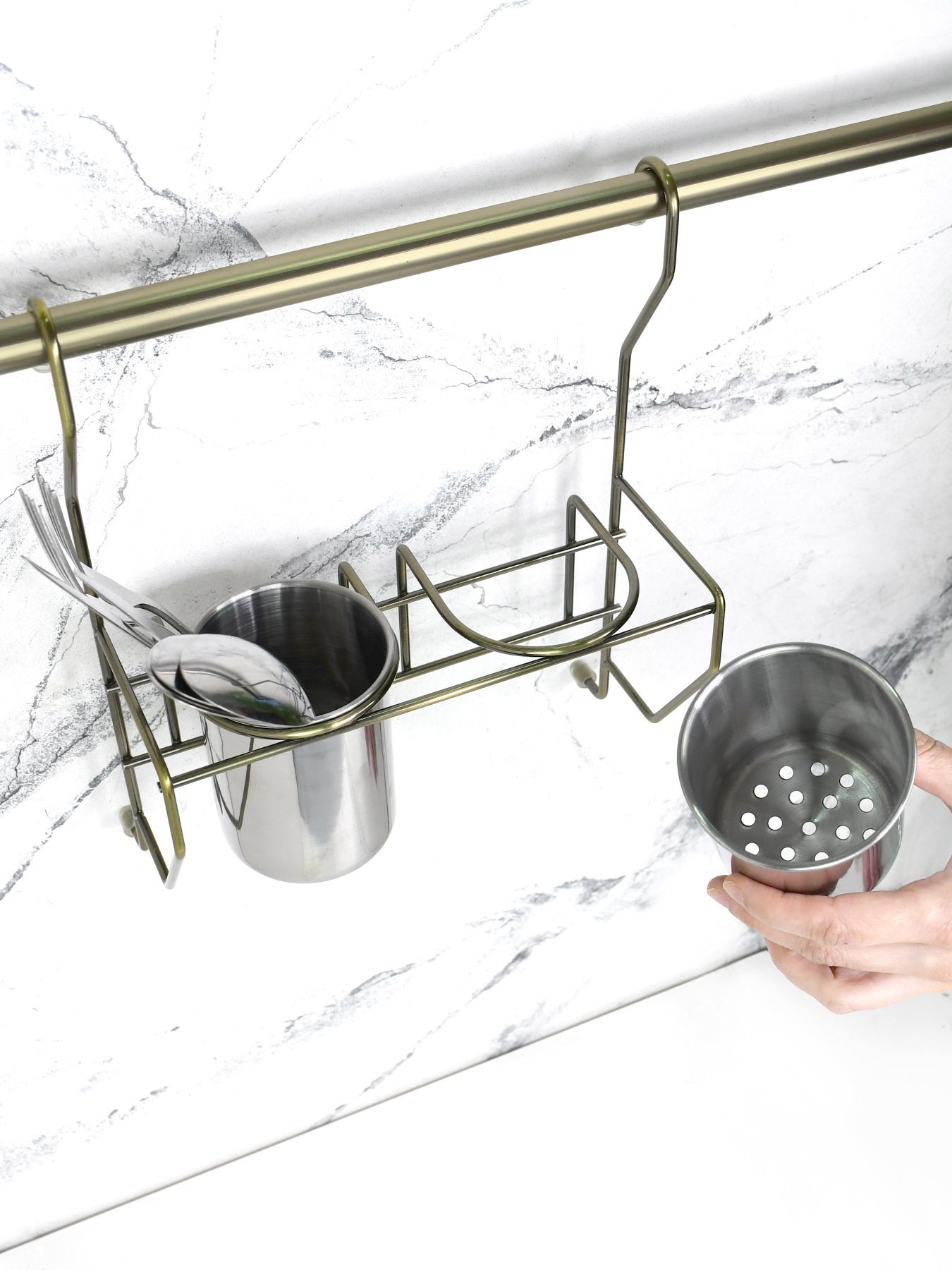 Стакан подвійний для столових приборів на рейлінг Lemax модель MX-425 BA Фото