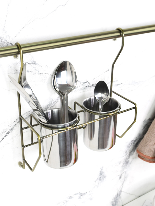 Стакан для столовых приборов двойной на рейлинг Lemax модель MX-425 BA Фото