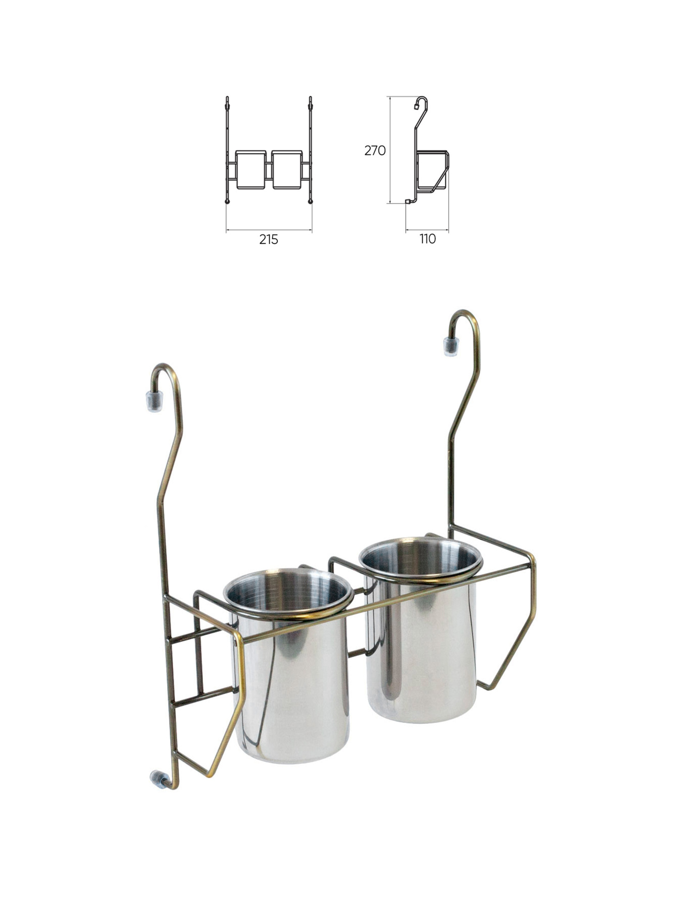 Стакан подвійний для столових приборів на рейлінг Lemax модель MX-425 BA Фото