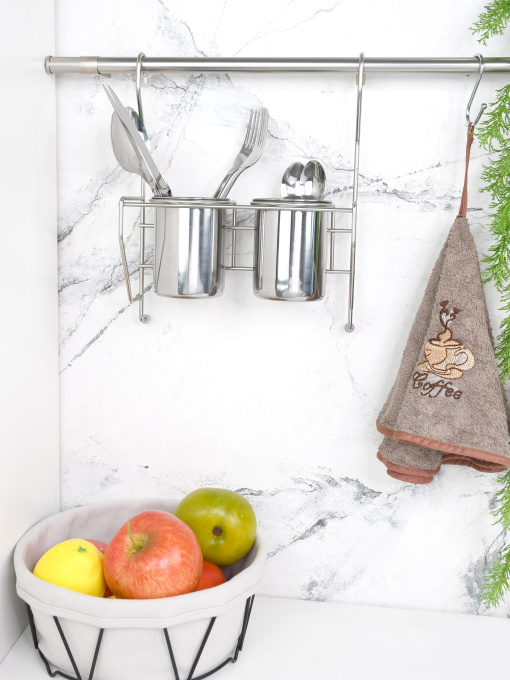 Стакан для столовых приборов двойной на рейлинг Lemax модель MX-425 NM Фото