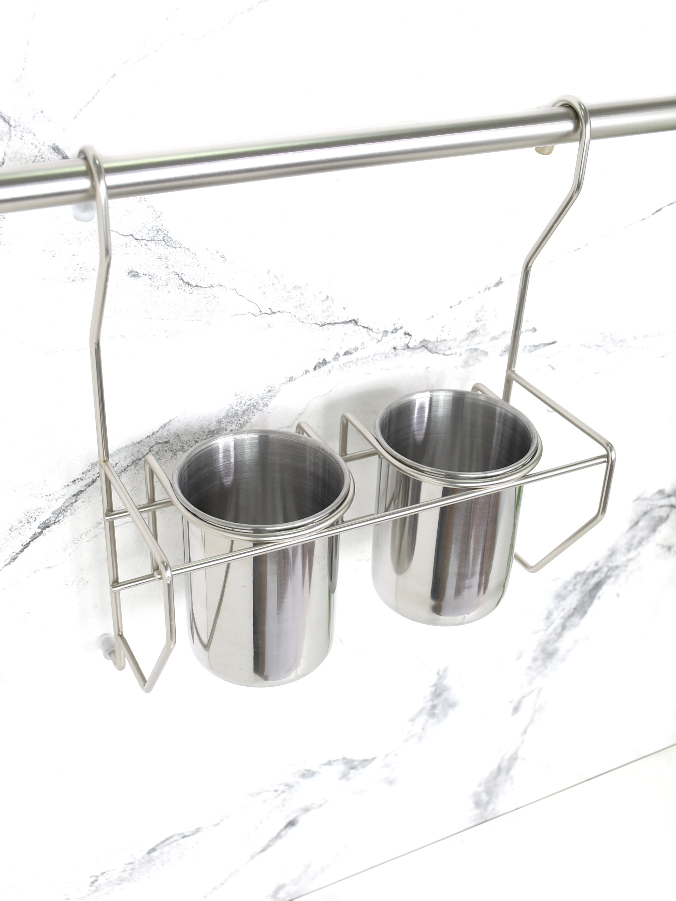 Стакан подвійний для столових приборів на рейлінг Lemax модель MX-425 NM Фото