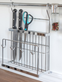 Полиця для ножів та дощок на рейлінг, хром Lemax модель MX-427 Фото