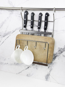 Полиця для ножів та дощок з гачками на рейлінг Lemax модель MX-427 NM Фото