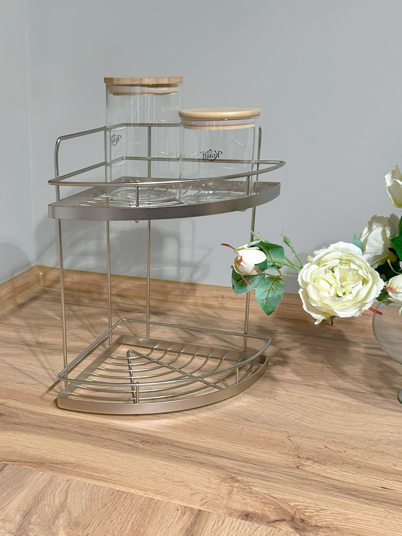 Полиця кутова двоярусна мала на рейлінг Lemax модель YJ-G209 A NM Фото