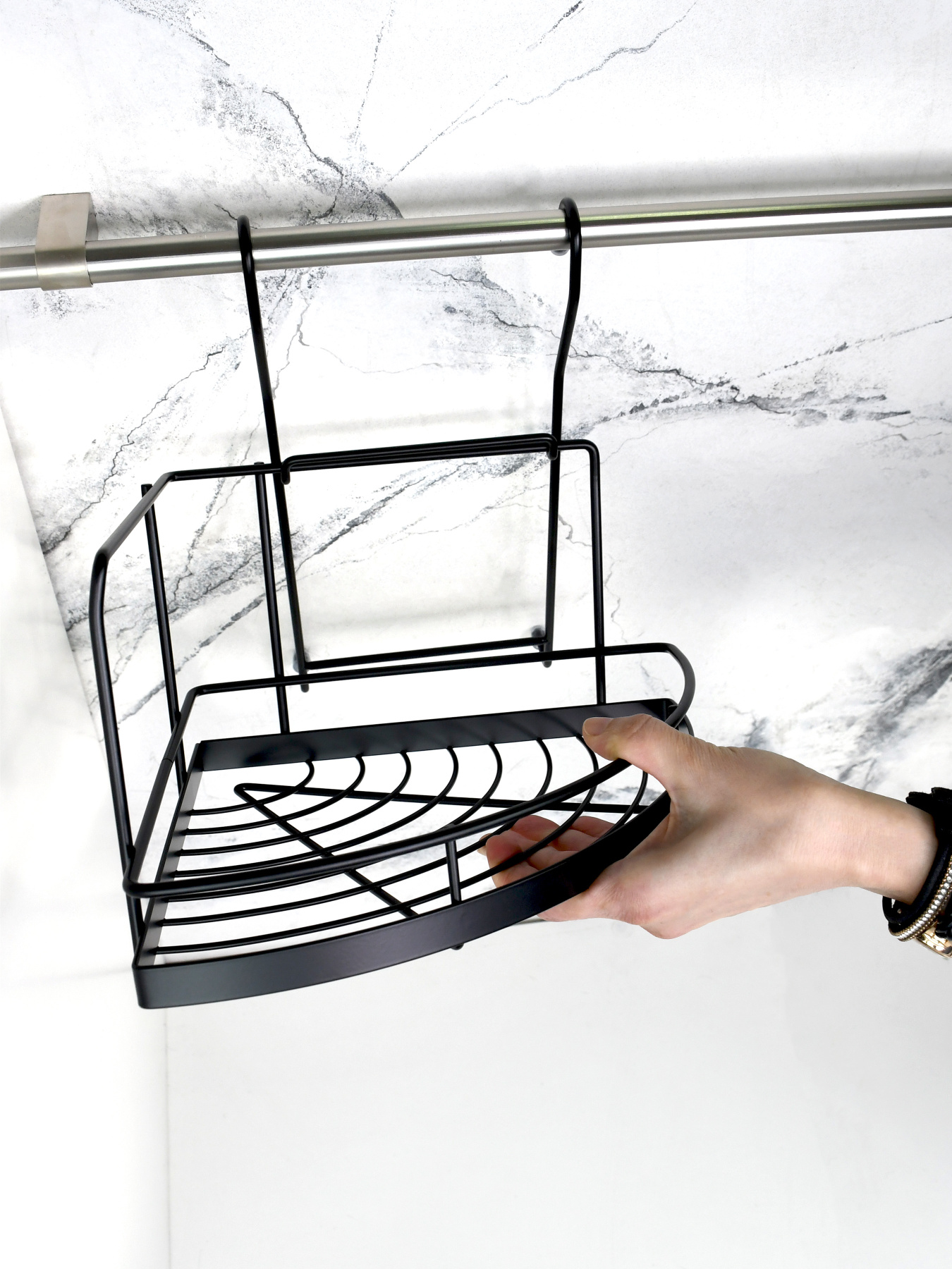 Полиця кутова мала на рейлінг Homax модель YJ-G301 A BL Фото