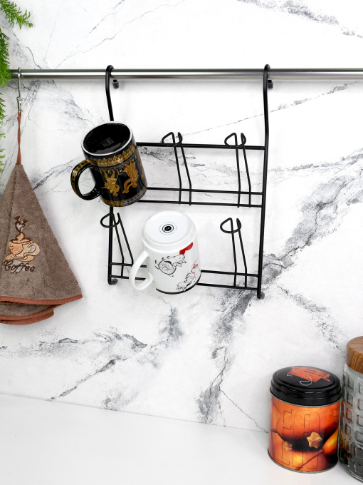 Полиця для чашок та склянок на рейлінг Homax Модель YJ-G508 BL Фото