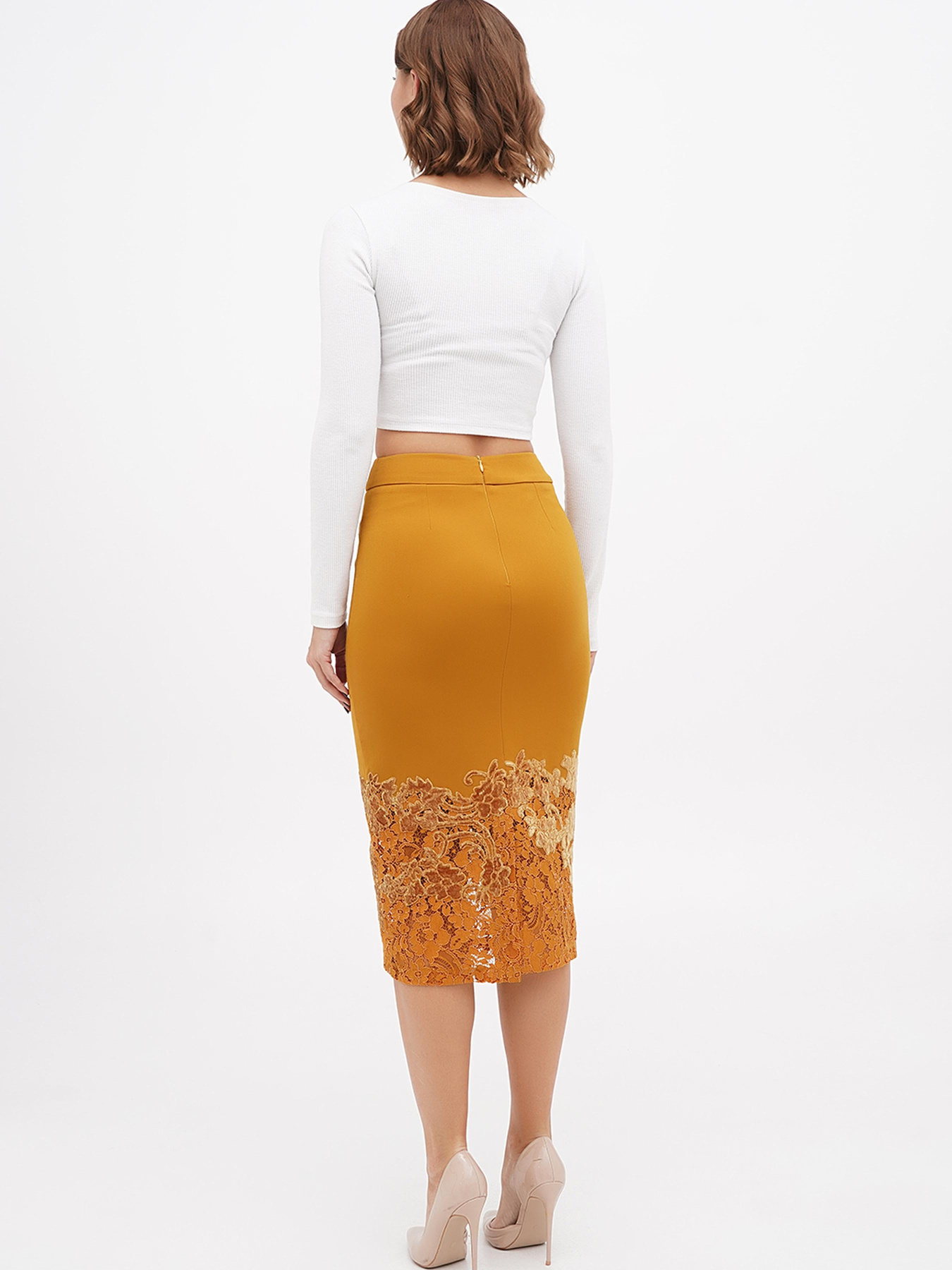 Спідниця міді Sassofono модель A271-SF-2894_бронзовый Фото