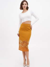 Спідниця міді Sassofono модель A271-SF-2894_бронзовый Фото