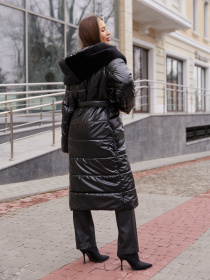 Пальто с утеплителем MilaNova модель Пальто ПВ-331черный+черный Фото