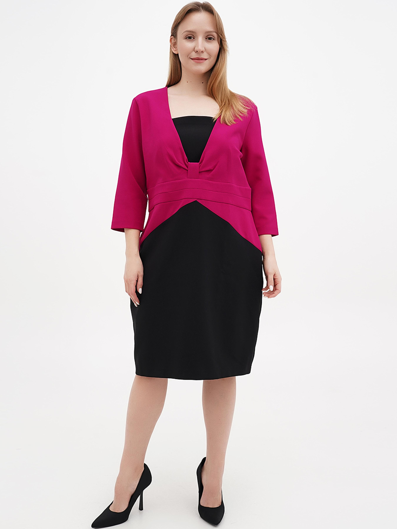 Платье миди Sassofono модель A271-SC-2561_черный_фуксия Фото