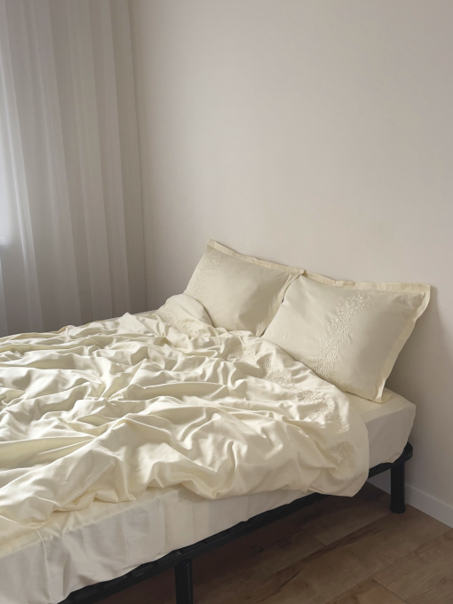 Комплект постільної білизни шампань з вишитими гілками Cozy модель 12042384 Фото