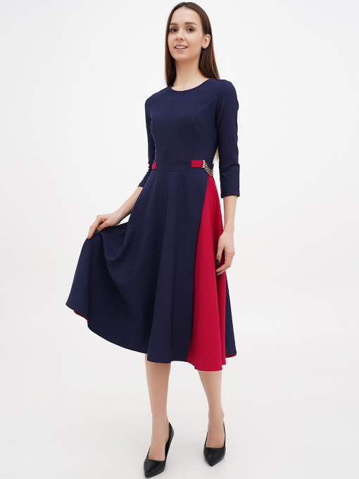 Платье миди Sassofono модель A271-SC-4035_темно_синий Фото