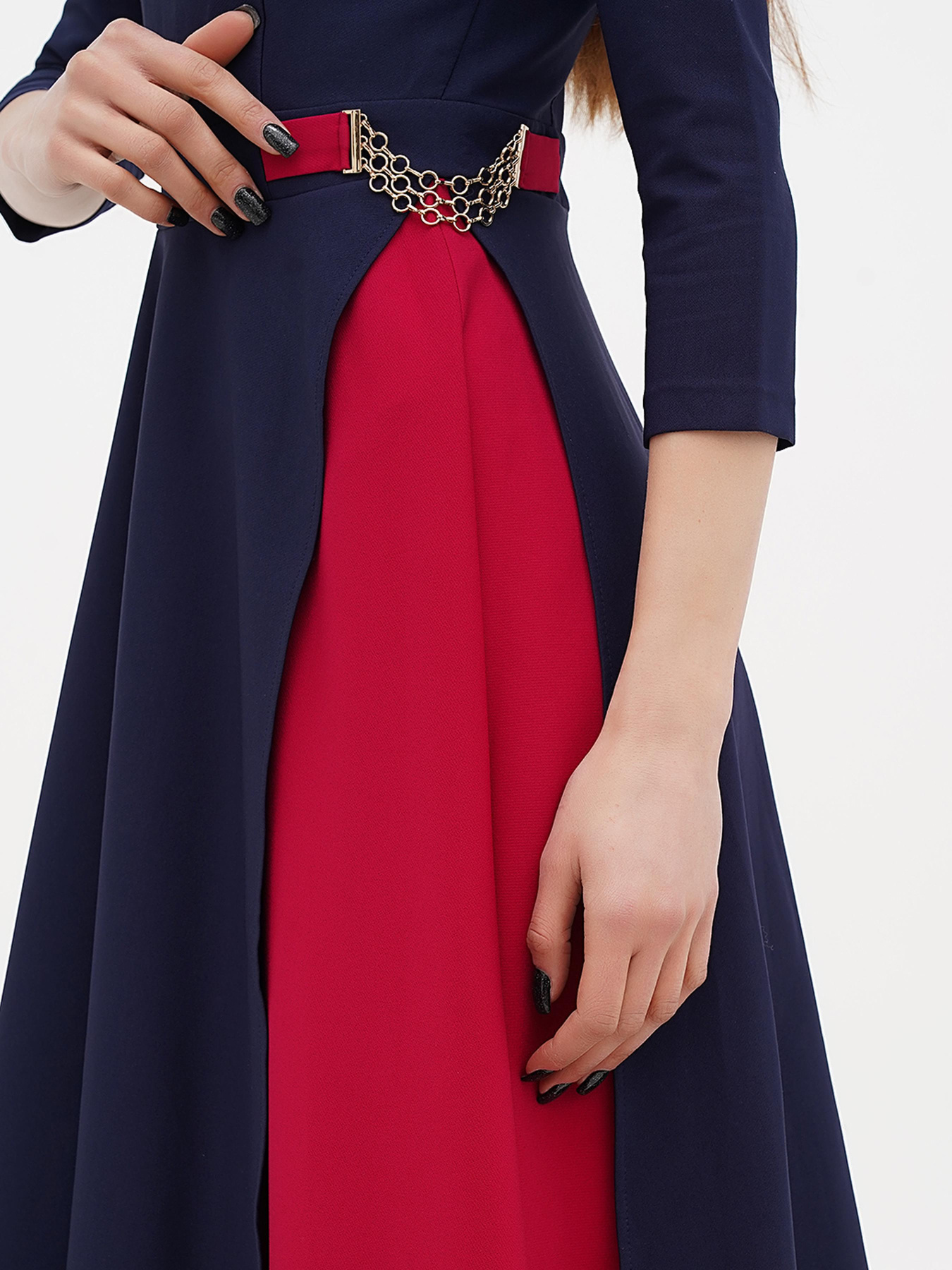 Платье миди Sassofono модель A271-SC-4035_темно_синий Платье миди Sassofono модель A271-SC-4035_темно_синий Фото