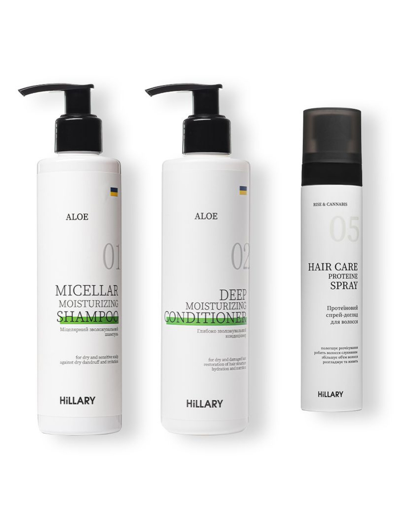 Протеиновый спрей-уход + Комплексный набор для сухих волос Hillary модель K2-11-065 Фото